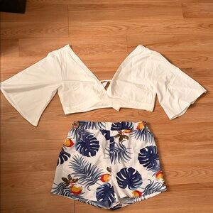 SHEIN White V-Neck Crop Top